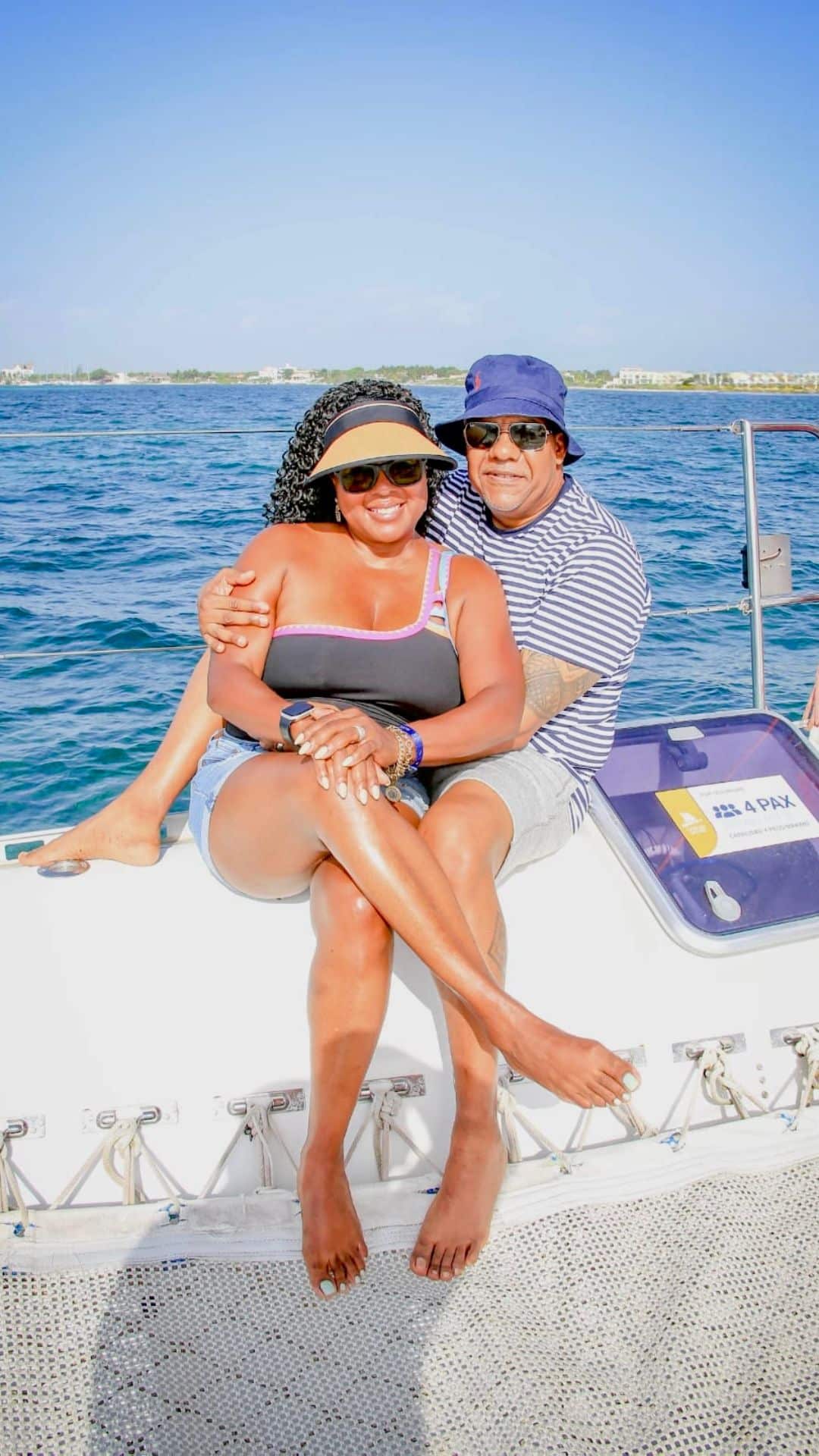 james and i on a catamaran