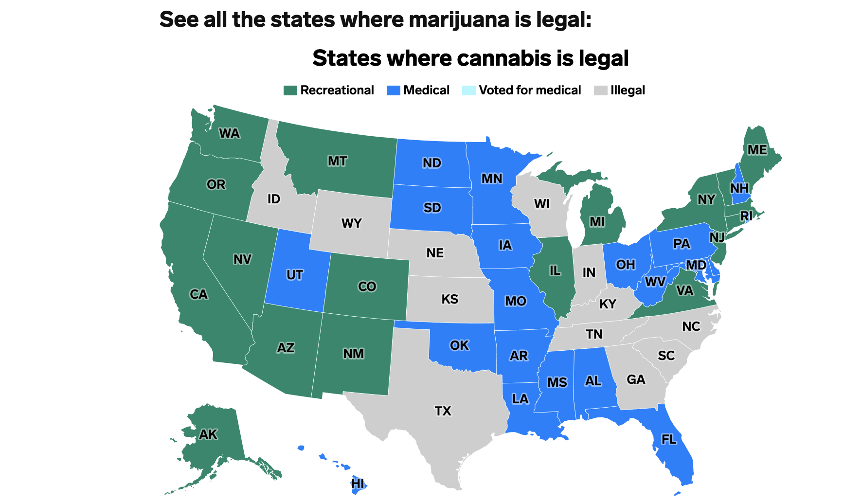 Cannabis legal by state