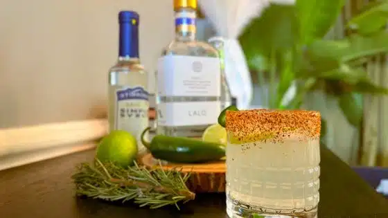 Spicy Margarita with lime, jalapeno and simple syrup