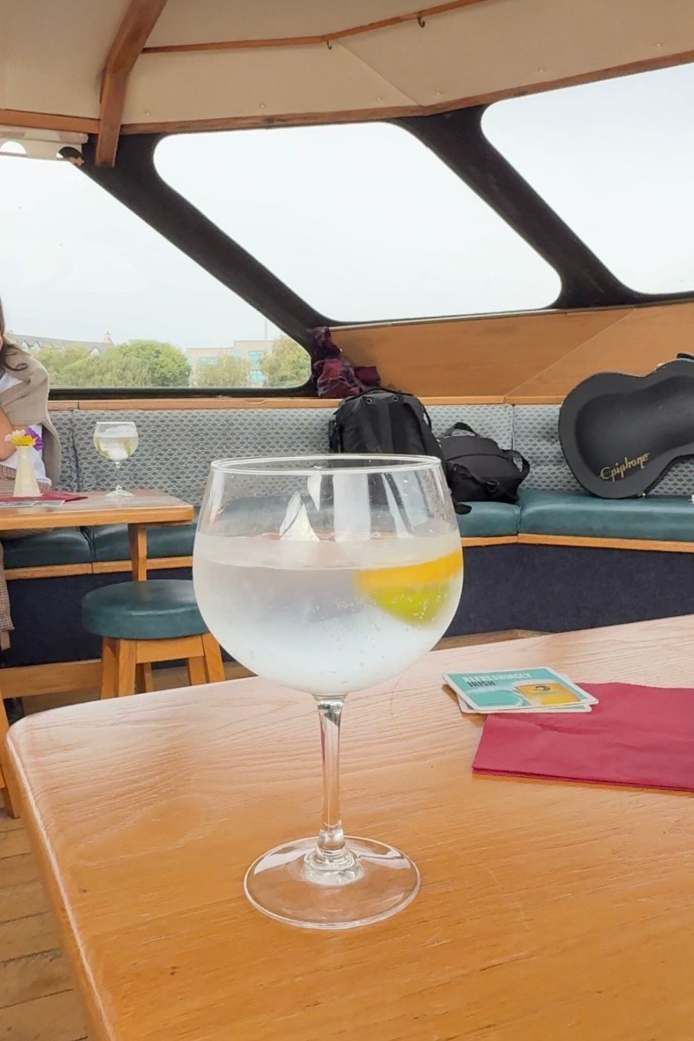 boat tour on river shannon with gin and tonic