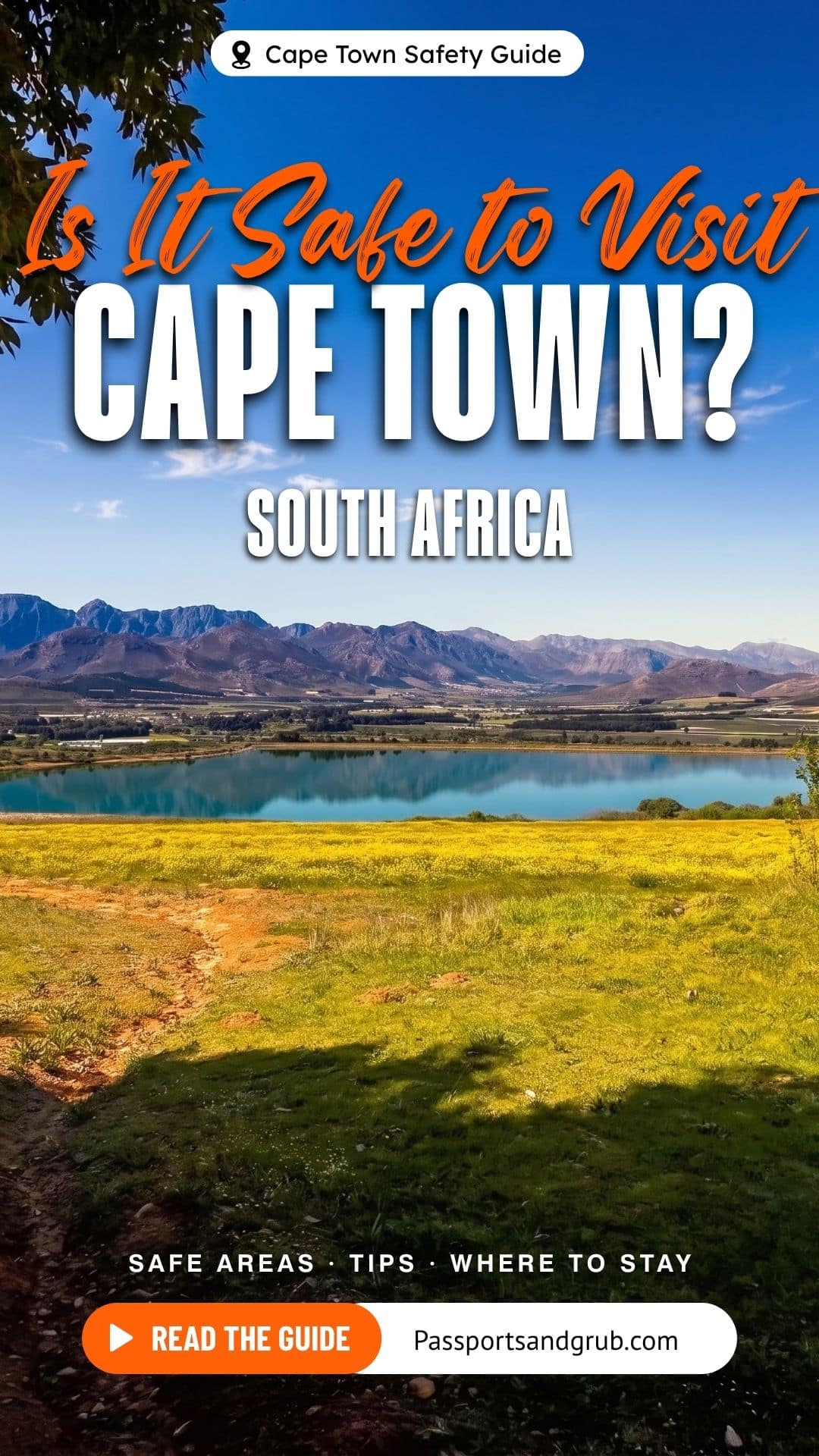 Is it safe to visit Cape Town, South Africa? Cape Town safety guide pin with a view of the Cape Winelands