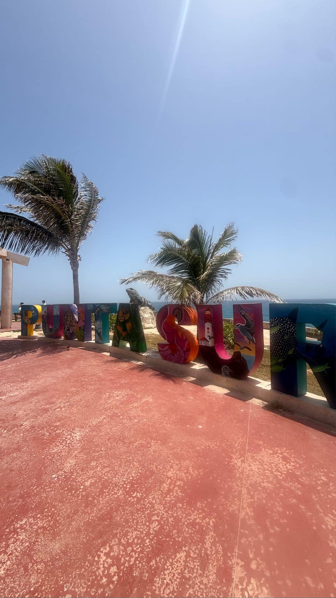 Colorful Punta Sur sign on Isla Mujeres, a short ferry ride from Cancun