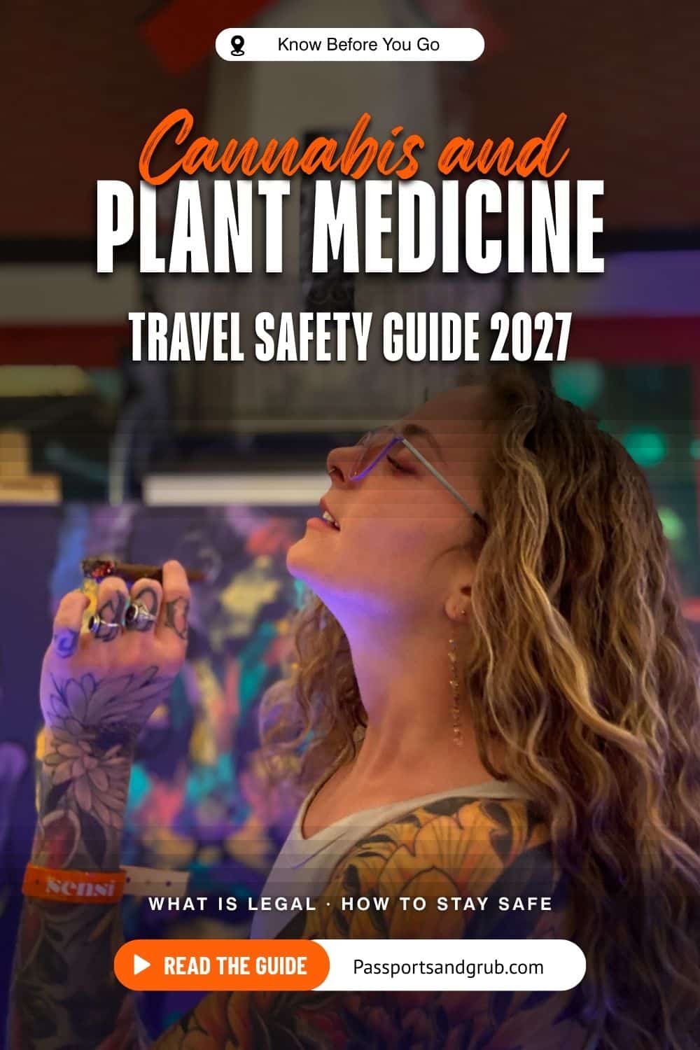 Graphic reading Cannabis and Plant Medicine Travel Safety Guide 2027, Know Before You Go